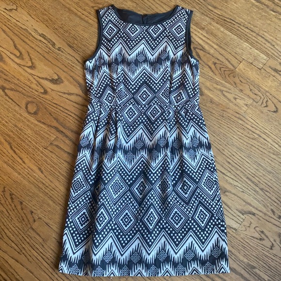 J.Crew Black/White Diamond Ikat Casual Dress - Picture 3 of 9